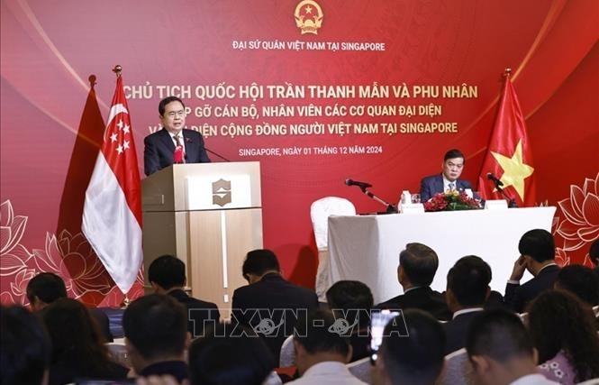 NA Chairman meets with Vietnamese community in Singapore