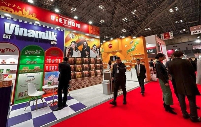 People visit the Vietnamese booth at Foodex Japan 2025